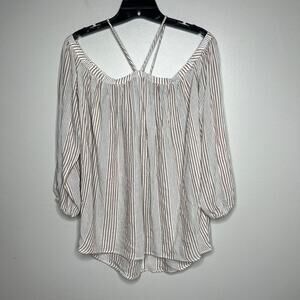 VICI Halter Off the Shoulder Peasant Top Blouse Size Medium Striped Flowy Boho